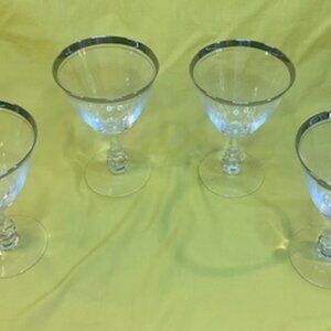 Set of Four (4) Tiffin-Franciscan Brookmar Wine Glass Platinum Ridge (Four 4)
